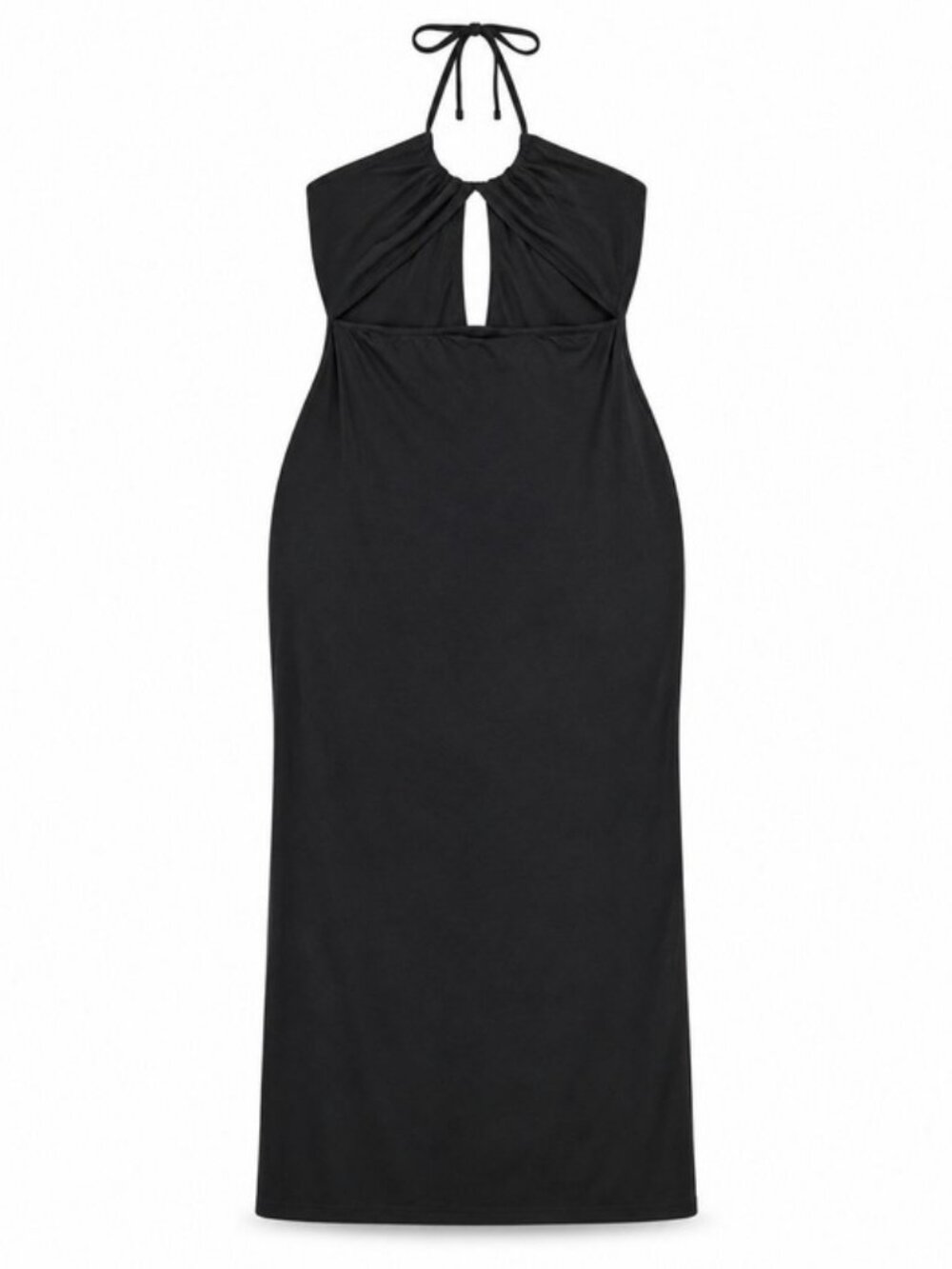 PrettyLittleThing Black Cut-Out Halterneck Midi Dress | US 12 | NWT